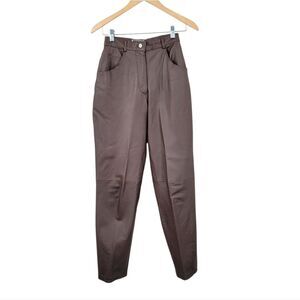 Forenza Vintage Chocolate Brown Leather Pants High Rise Tapered Leg